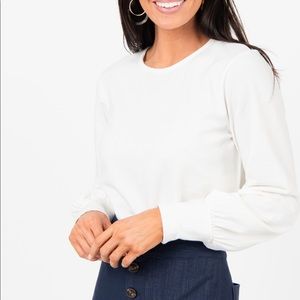 Blouson long sleeve tee ivory